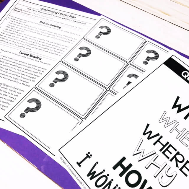 a questioning lesson plan on a purple background