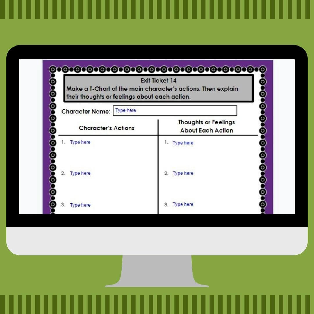 digital exit ticket on a computer screen