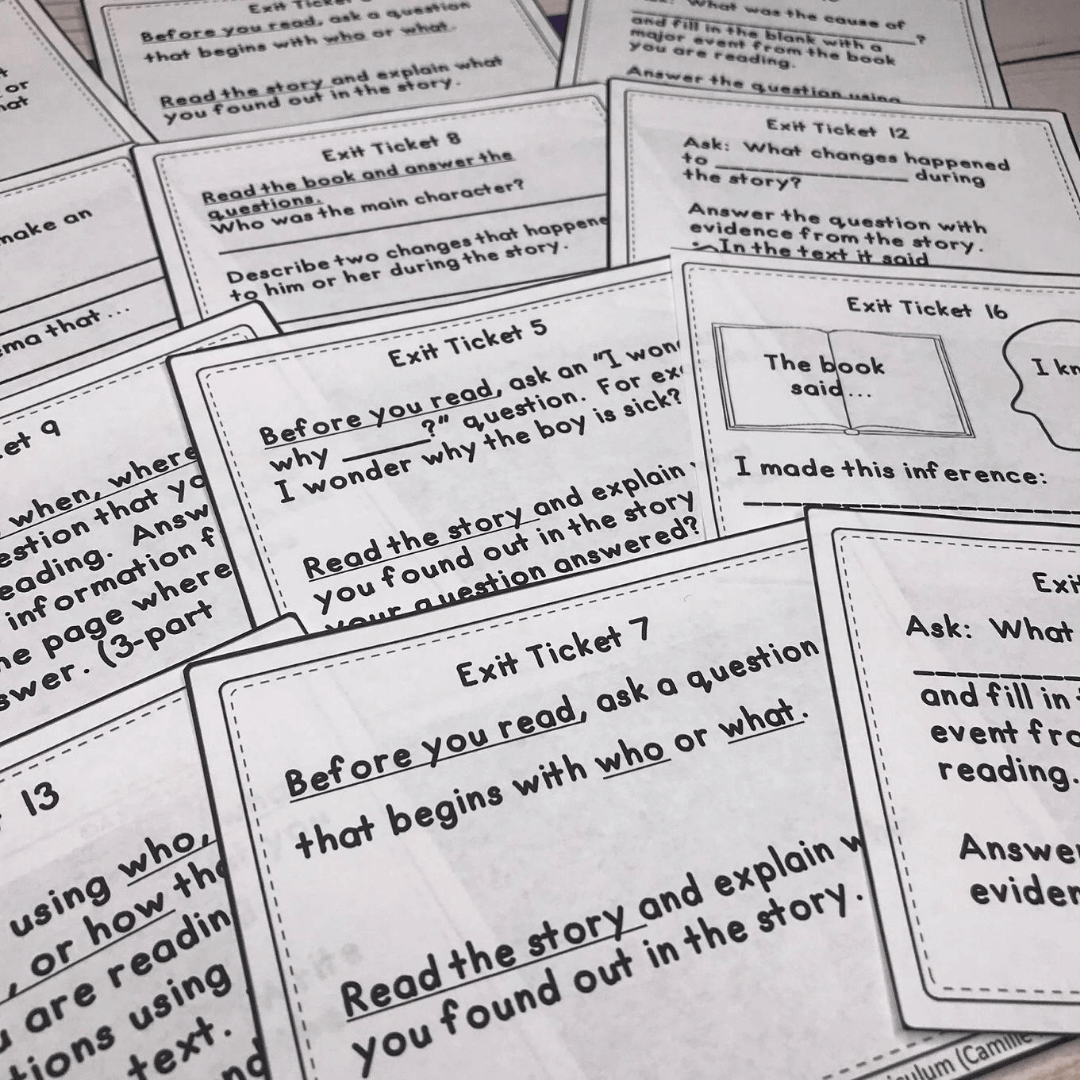 picture of Reading Exit Tickets to help with reading comprehension instruction